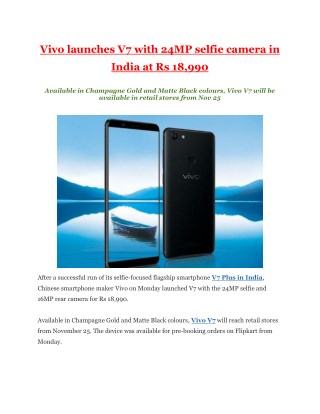 Vivo launches V7 with 24MP selfie camera in India at Rs 18,990