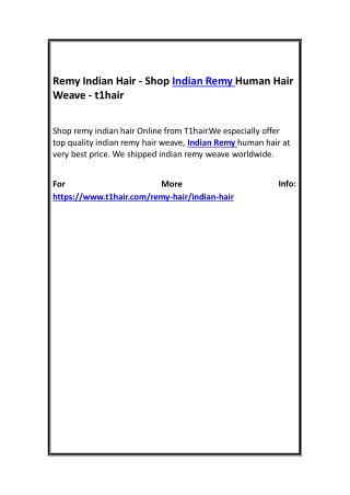 Remy Indian Hair - Shop Indian Remy Human Hair Weave - t1hair