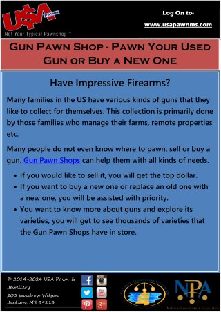 Gun Pawn Shops - Pawn Your Used Gun or Buy a New One