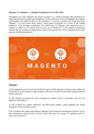 Magento 2 Vs Magento 1- A Detailed Comparison to Get More Idea