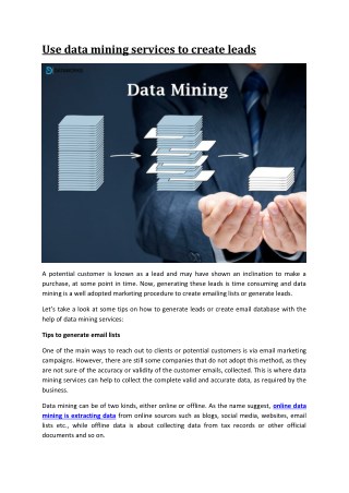Use data mining services to create leads