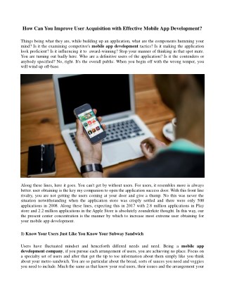 How Can You Improve User Acquisition with Effective Mobile App Development?