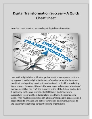 Digital Transformation Success – A Quick Cheat Sheet