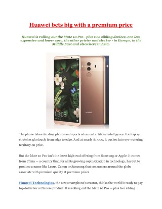 Huawei bets big with a premium price