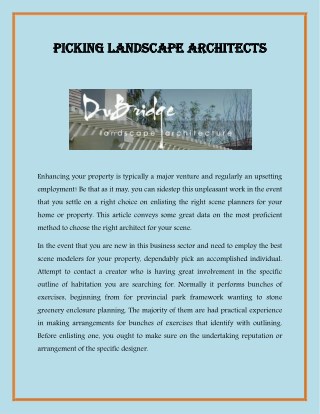 Picking Landscape Architects