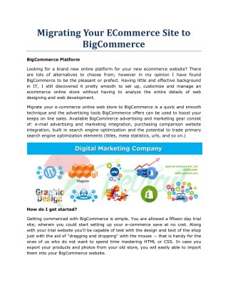Migrating Your ECommerce Site to BigCommerce