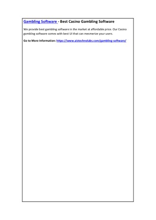 Gambling Software - Best Casino Gambling Software