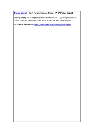 Poker Script - Best Poker Source Code - PHP Poker Script