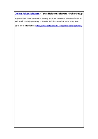 Online Poker Software - Texas Holdem Software - Poker Setup