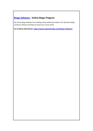 Bingo Software - Online Bingo Program