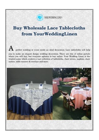 Buy wholesale lace tablecloths from yourweddinglinen