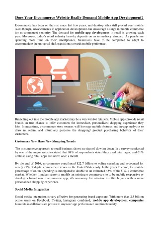 Does Your E-commerce Website Really Demand Mobile App Development?