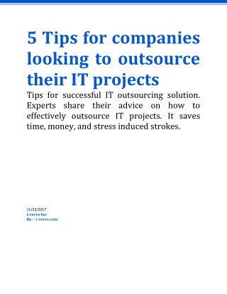How to outsource your IT projects with these simple 5 tips