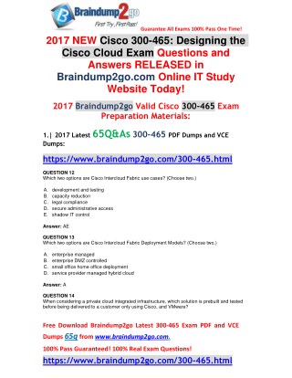 [Full Version!]2017 New 300-465 Dumps PDF 65Q Free Offer(Q12-Q18)