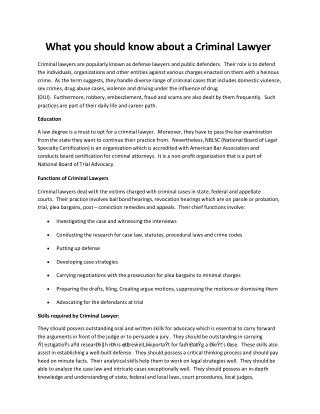 What you should know about a Criminal Lawyer