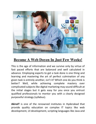 Become A Web Doyen In Just Few Weeks!