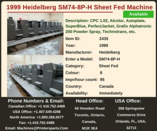 Buy Used 1999 SM74-8P-H Heidelberg Printing Press Machine