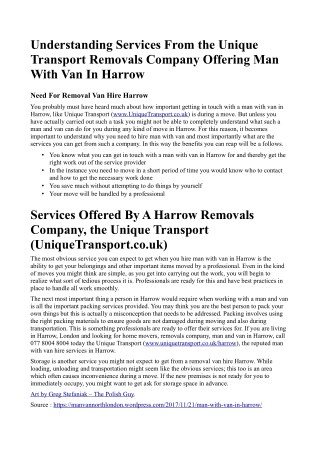Man With Van Services In Harrow