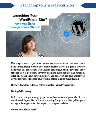 Planning to launch wordpress site? Read wordpress developer's tips