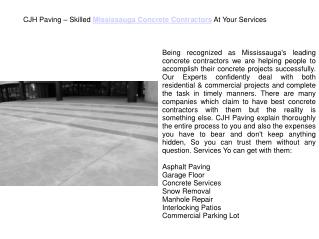 Mississauga Concrete Contractors - Cjh Paving