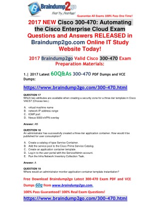 [2017-Version]Braindump2go New 300-470 VCE 60Q Free Offer(Q17-Q22)