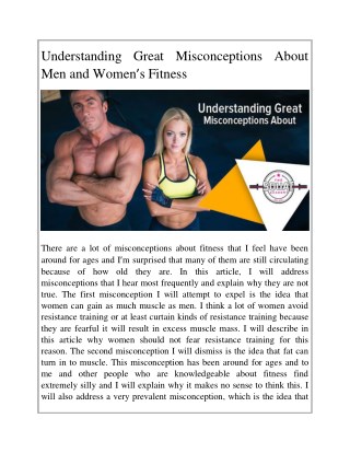 Understanding Great Misconceptions About Men and Women's Fitness