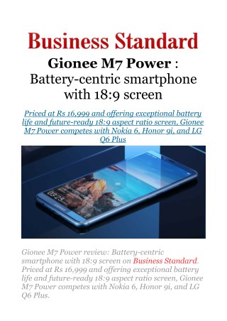 Gionee M7 Power review: Battery-centric smartphone with 18:9 screen