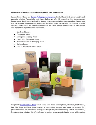 Custom Printed Boxes & Custom Packaging Manufacturer Papers Gallery