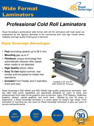 Royal Sovereigns Roll Laminators Machine – PrintFinish.com