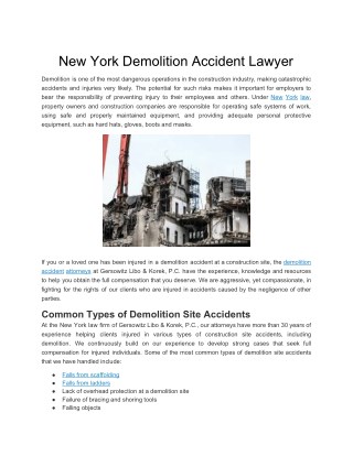 New York Demolition Accident Lawyer