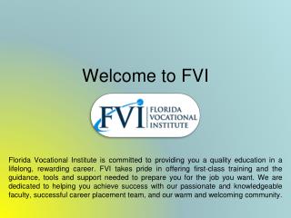 Pharmacy Technician, Medical Assistant and Patient Care Tech School on FLORIDA VOCATIONAL INSTITUTE