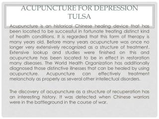 Acupuncture for depression Tulsa