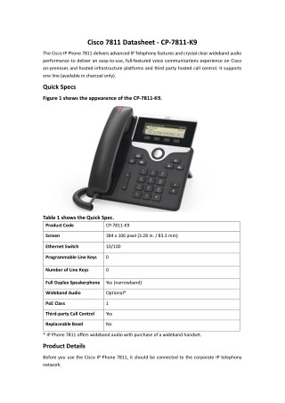Cisco 7811 Datasheet - CP-7811-K9