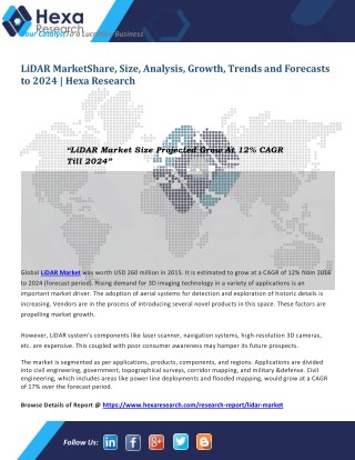 LiDAR Industry Analysis, Size, Application Analysis and Regional Outlook Report