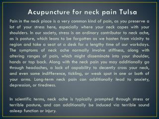 Acupuncture for neck pain Tulsa