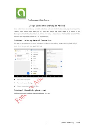 Google Backup Not Working on Android