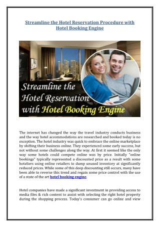 Streamline the Hotel Reservation Procedure with Hotel Booking Engine