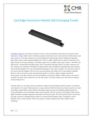 Card Edge Connectors Market 2022 Emerging Trends