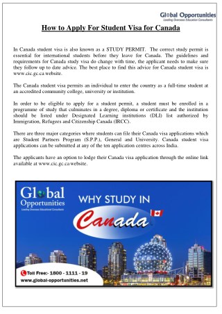 How to Apply For Student Visa for Canada