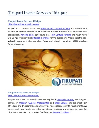 Tirupati Invest Services Udaipur