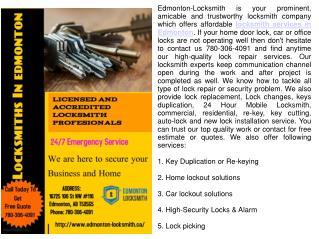 Locksmith Services In Edmonton