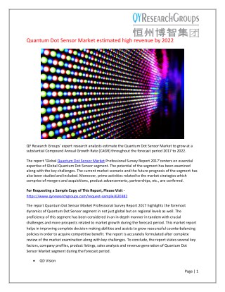 Global Quantum Dot Sensor Market Professional Survey Report 2017