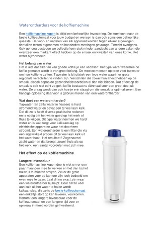 Waterontharders voor de koffiemachine