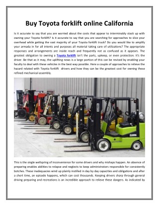 Buy Toyota forklift online California