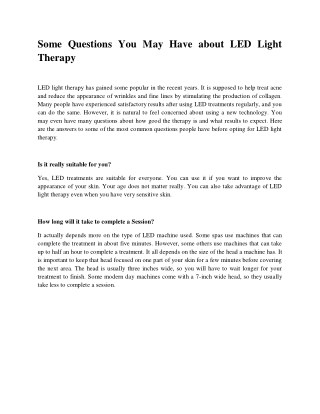 Some questions you may have about led light therapy