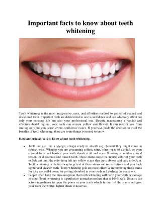 Important facts to know about teeth whitening