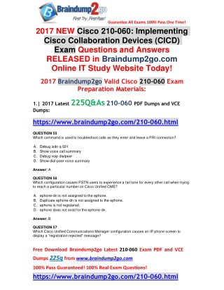 [2017-Nov]Braindump2go Latest 210-060 Dumps VCE 225Q&As Free Share(Q55-Q66)