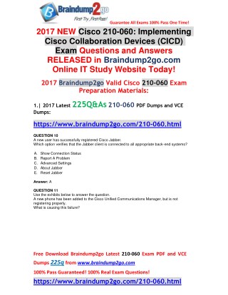 [2017-Nov]Braindump2go Latest 210-060 Dumps PDF 225Q&As Free Share(Q10-Q20)