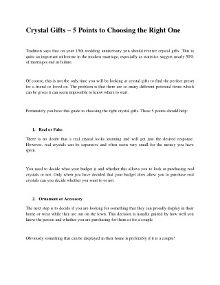 Crystal gifts – 5 points to choosing the right one
