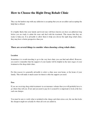 How to choose the right drug rehab clinic